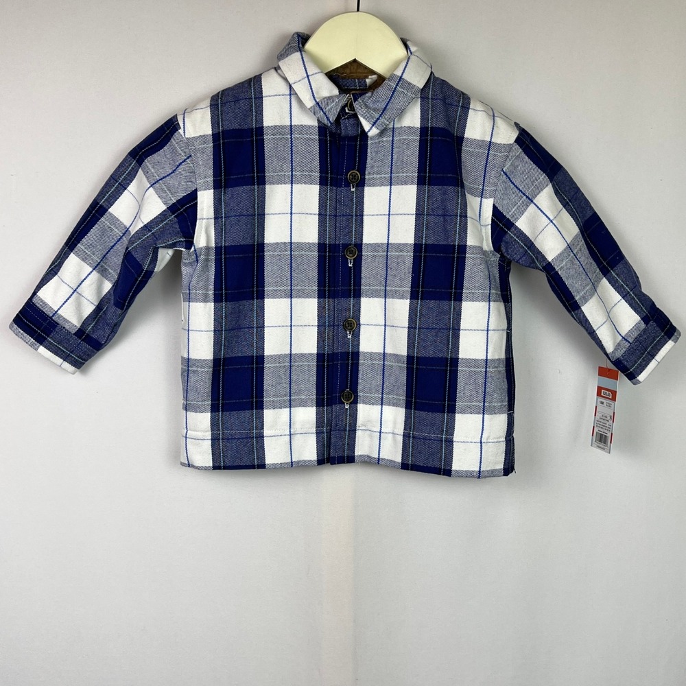 Cat & Jack Toddler Boys Blue Plaid Sherpa Lined Shacket Jacket 18M NWT